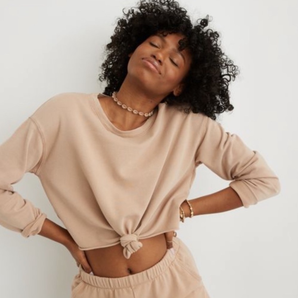 Aerie Sunset Terry Fleece Long Sleeve Crewneck Sweatshirt